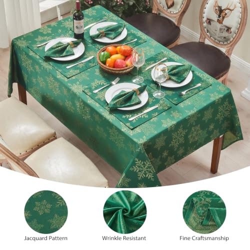 HomeJoy Hunter Gold 52x70 Oblong Christmas Sparkling Snowflake Tablecloth by HomeJoy - Used condition - Image 3