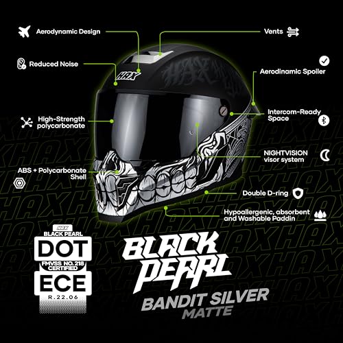 Image of HAX Full Face Motorcycle Helmet for Adult Men and Women, DOT & ECE 22.06 Certified - Powersports Advanced Ventilation Motocross Helmet for Motorbike Street Bike