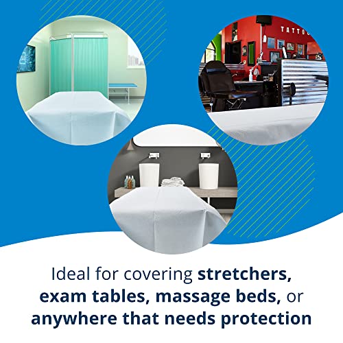 tidi 357 avalon single-use medical equipment drape blue 4034 w x 7234 l pack of 50  disposable stretcher sheet  embossed  1-ply tissue  poly back to help prevent leak-through  medical supplies
