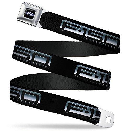 Buckle-Down Seatbelt Belt - F-150 Emblem Black/Silver-Fade - 1.0