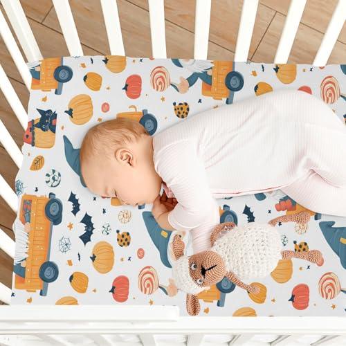 Image of Caikeny Fitted Crib Sheet for Boys Girls Cute Gnomes Halloween Candy Cats Bats Baby Crib Sheets Bassinet Sheets Crib Mattress Bed Sheets for Toddler Newborn Infant 27 x 39 in