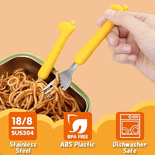 Toddler Utensils Kids Spoon And Fork Set 18/8 Stainless Steel Silverware Bpa Free Cute Giraffe Child Flatware With Travel Case For Age 3+ #TOP2