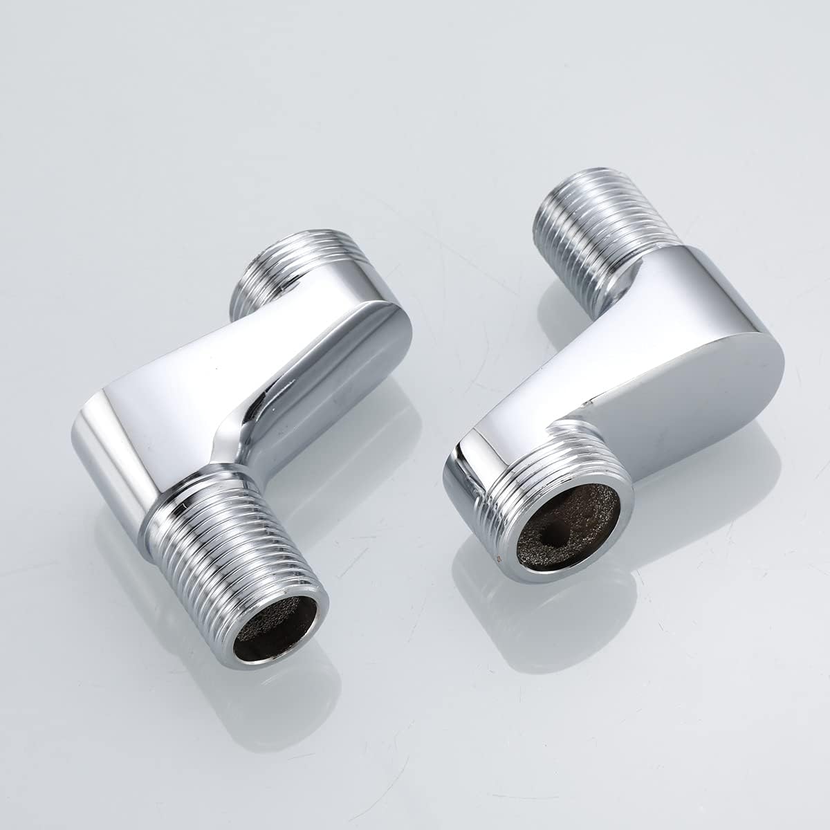 Solid Brass Chrome Wall Mount Clawfoot Tub 3-3/8 Inch Adapter Claw Foot Bathtub Shower Faucet Adjustable Swing Arms Commercial Utility Eccentric Screw Plus Size 1 Pair (Plating)