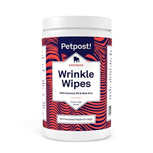 Petpost | Toallitas Limpiadoras de Arrugas Bulldog para Perros - Limpian y Alivian Arrugas y Pliegues de Pugs - 100 Almohadillas de Algodón Ultra Suave Humedecidas en Solución de Aceite de Coco
