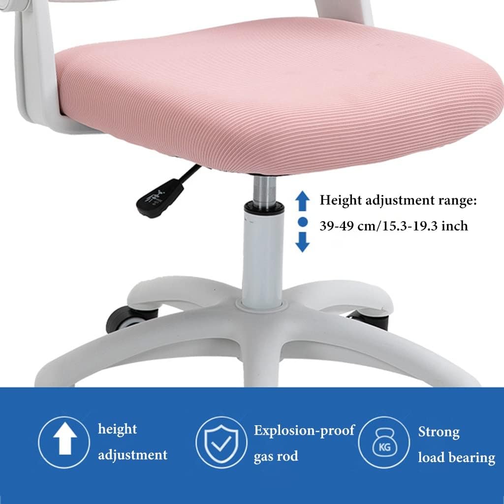 GIZNXBA Kids Task Chair Adjustment Ergonomic Kids Desk Chair with Foot Rest, Home Office Swivel Mesh Chair, Child Computer Desk Chair with Flip-Up Armrests for Kids,Teen (Color : /Pink)