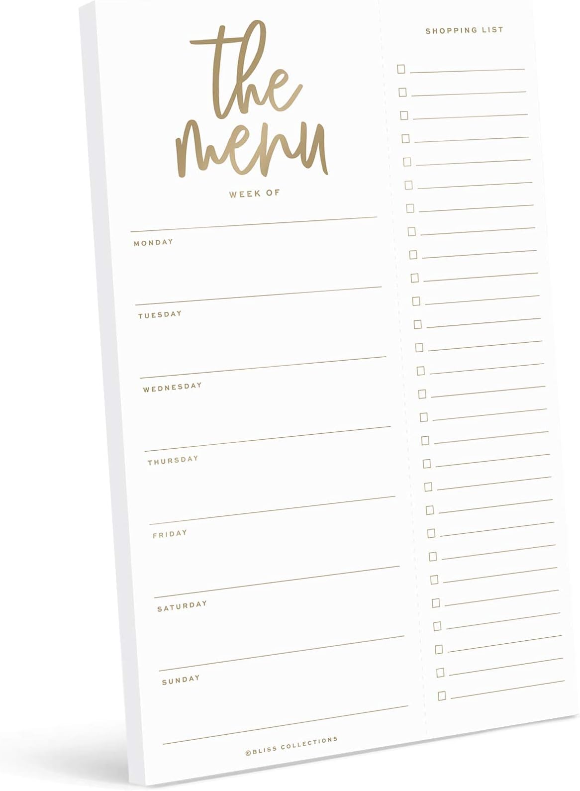 Bliss Collections Magnetic Meal Planner Notepad, 50 Sheets - Luxe to Do List and Organiser for Groceries, Meal Prep, Notes and Tasks to Keep You Organised - 152 x 229 Tear-Off Sheets Writing Pad
