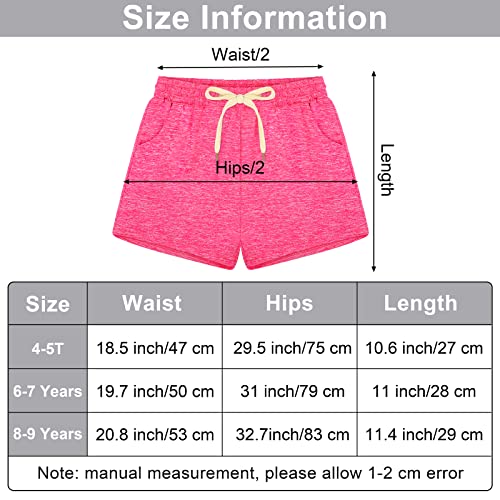 Poroka 6 Pack Girls Dry-Fit Running Shorts Active Performance Short Summer Sports Shorts With Drawstring Pocket For Kids #TOP1