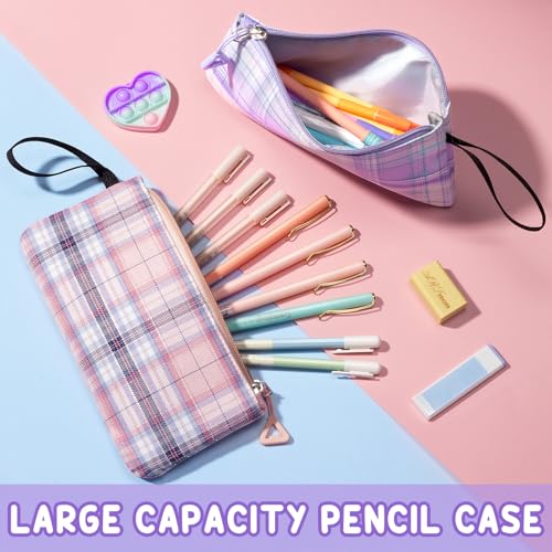 Image of Fimibuke Kids Backpack for Girls, 3 PCS School Backpack with Lunch Box Set | Cute & Waterproof Pink Black Plaid Bookbag with Lunch box Combo for Teens Girls Elementary to High School Students Age 6+