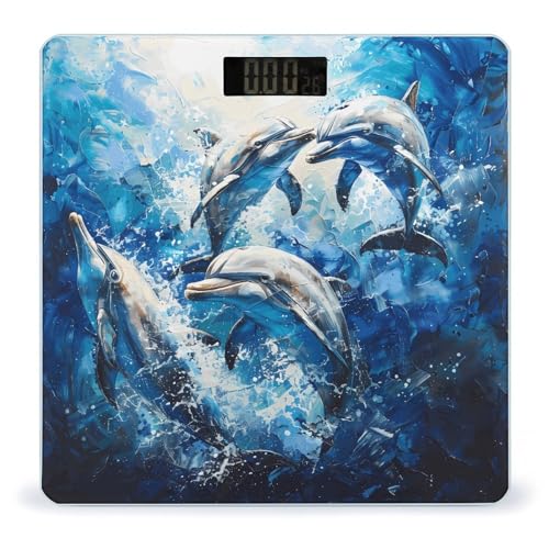 Báscula digital para baño Dolphins Art de vidrio templado miniatura 1