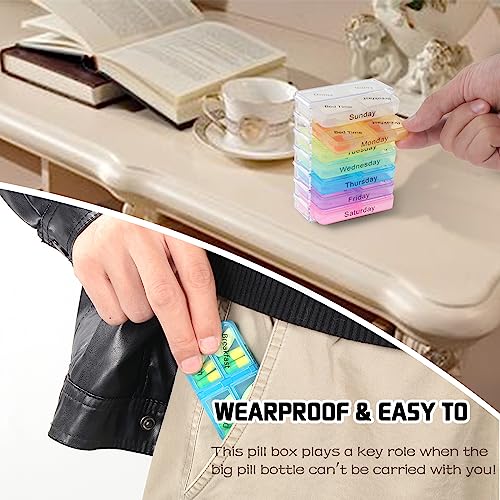 KEESIN Pillendoosje organizer wekelijks, pillendoos 7 dagen 4 keer draagbare opbergdoos met compartimenten voor vitaminen, levertraan, supplementen en medicatie - Afbeelding 6