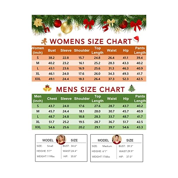 Ekouaer His Pajamas Sleepwear Matching Couple Christmas Pajamas Set with Pockets(Wine Red,S - Image 7