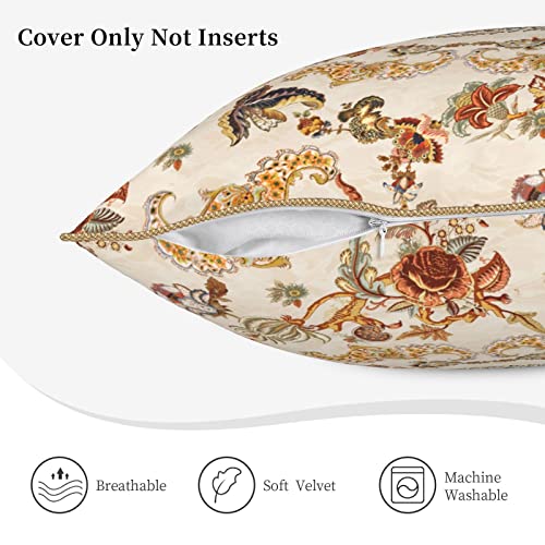 Yinzaishe Persian Vintage Ethnic Floral Throw Pillow Covers Boho Retro Flower Home Deco Pillowcase Square Pillow Case Cushion Cover For Bed Sofa Living Room Car Indoor/Outdoor 18"X18" #TOP4