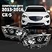 CHEDA Pair Headlights Assembly Compatible with Mazda CX-5 (submodel: Grand Touring, GS, GT, GX, Sport) 2013-2016 Factory Headlamp Clear Lens Black Housing Amber Reflector Faros Conjunto De Faros