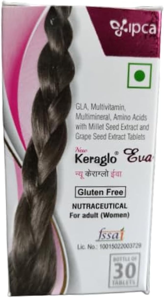 IPCA Keraglo Eva Bottle Of 30 Tablets For Woman Hair Fall Treatment