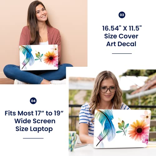 Image of LSS Laptop 17-17.3 inch Skin with Colorful Daisy Flower Leaves Floral Pattern for HP Dell Lenovo Apple Asus Acer Compaq - Fits 16.5 inch 17 inch 17.3 inch 18.4 inch 19 inch (2 Wrist Pads Free)