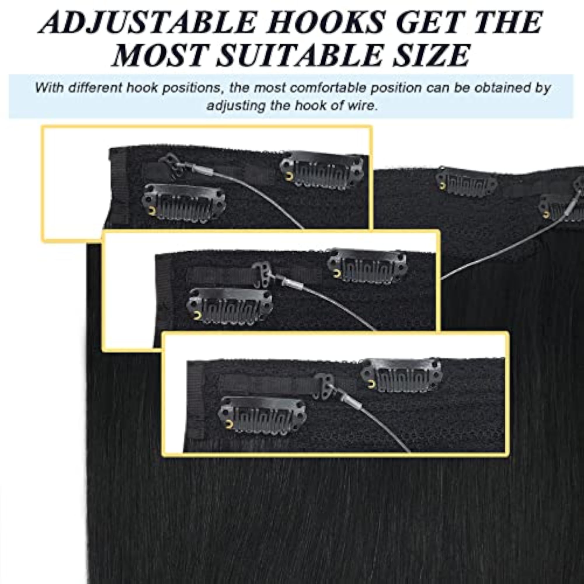 Trader Halo Hair Extensions Real Human Hair, Black Color