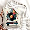Modern Vinyl Record Canvas Tote Bags, Artistic Lightweight Washable Grocery Bags for Travel Shopping Beach 13x15 Inch #2