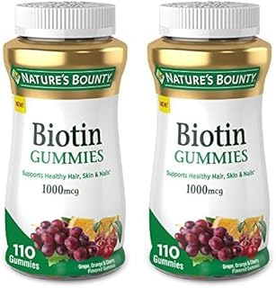 Nature's Bounty Biotin, Vitamin Supplement, Supports Healthy Hair, Skin, and Nails, Fruit Flavored Gummies, 1000 mcg, 110 ...