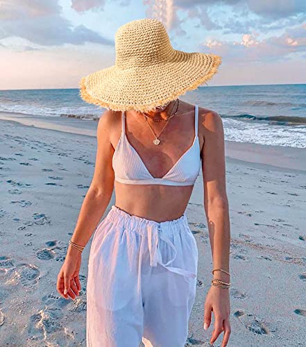 Sombrero de playa para mujer de paja y ala ancha miniatura 5