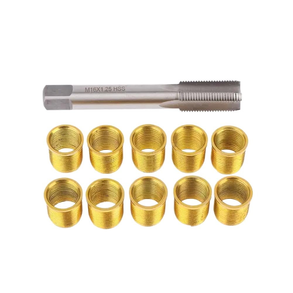 Kit di Riparazione Filettatura Candela Inserti M12x1,25 Rubinetto M14x1,25 Filettato 14mm Compatibile con Motori automobilistici(B)