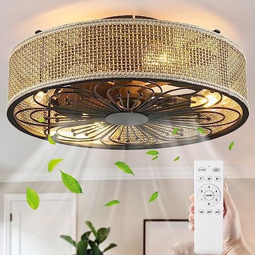 TRUYOK Ventilador de Techo con Lámpara Silencioso E27 Ventilador Vintage Industrial Lámpara de Techo para Salón Dormitorio Comedor Plafón de Techo de Jaula, 6 Velocidades, Función invierno, Negro