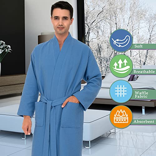 Towelselections Men’s Robe, Kimono Waffle Spa Bathrobe Large/X-Large Silver #TOP4