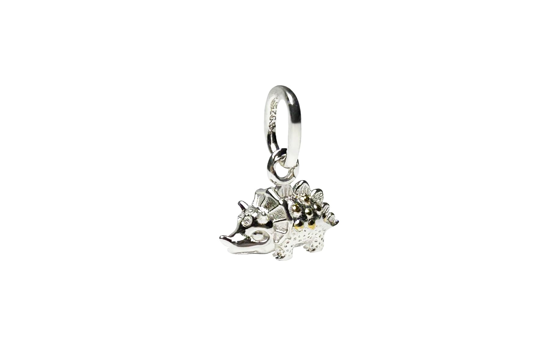 Colgante de Triceratops plata 925 ley dinosaurio brillante con caja de regalo para mujer y hombre 6