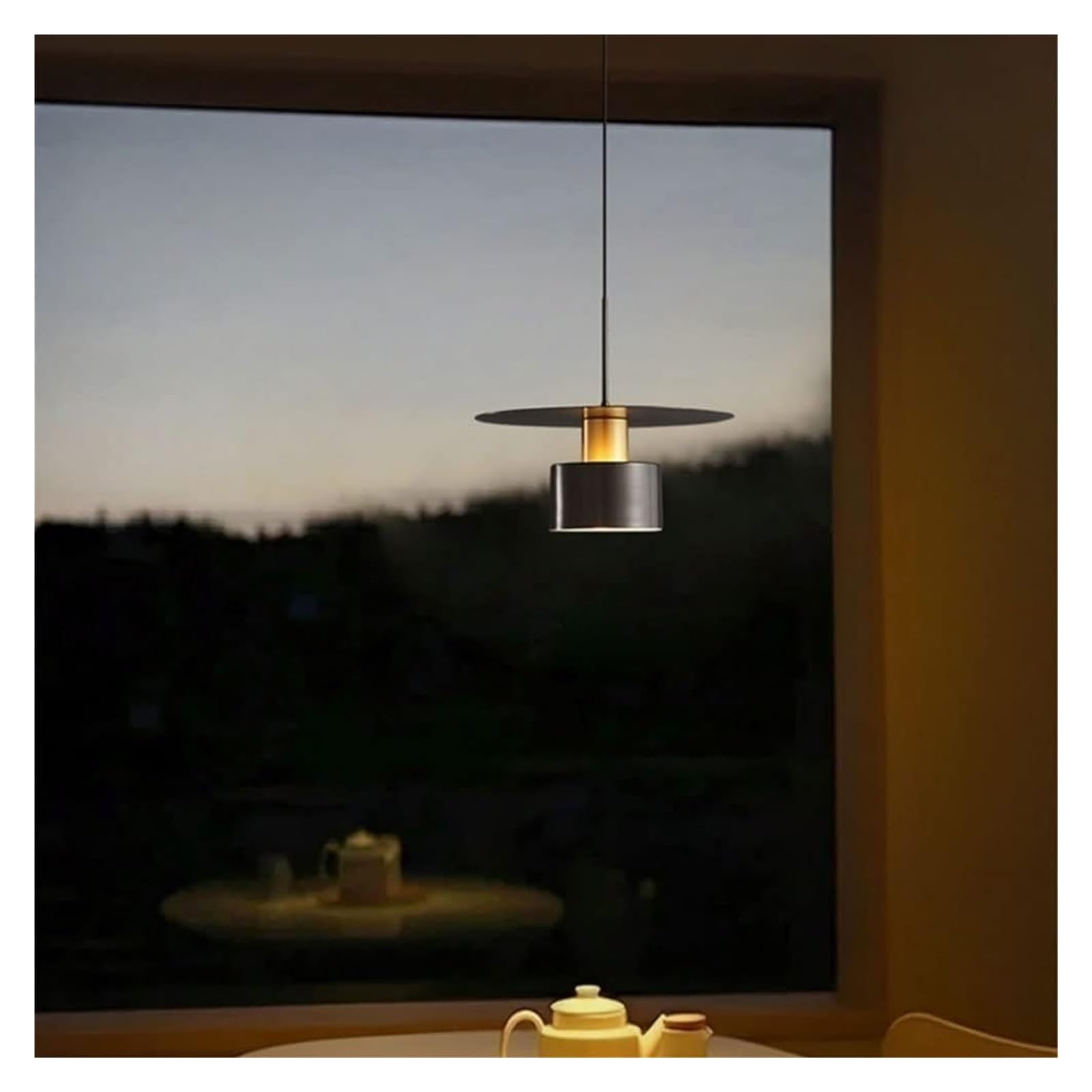 Lámpara Colgante De Cobre, Moderna Y Sencilla, con Led, para Sala De Estar Y Comedor, Pantalla Negra, Lámpara De Techo.,White-35cm