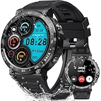 Smart Watch for Men - Answer/Make Calls Smartwatch for Android iPhone Compatible, IP68 Waterproof Fitness Watch with Sleep Tracker, Step Counter with 110+ Sports Modes (Casual, Black, 1.52)