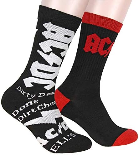 AC/DC Logo Athletic Crew Socks 2 Pair Pack For Men