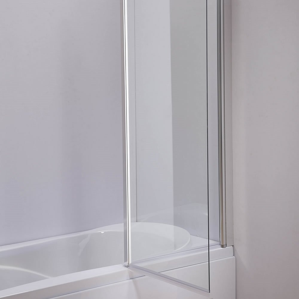 Mucola Duschwand für Badewanne Faltwand 3-teilig ESG Glas 133x108 cm Klar