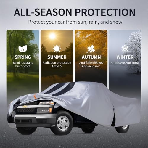 Image of Colorado Truck Cover Custom Fit 2003-2026 Extended /Crew Cab SB (5'-6.1') with Door Zipper, 12 Layers Full Exterior Pickup Truck Cover Waterproof All Weather, Wind Dust Sun and UV Protector.