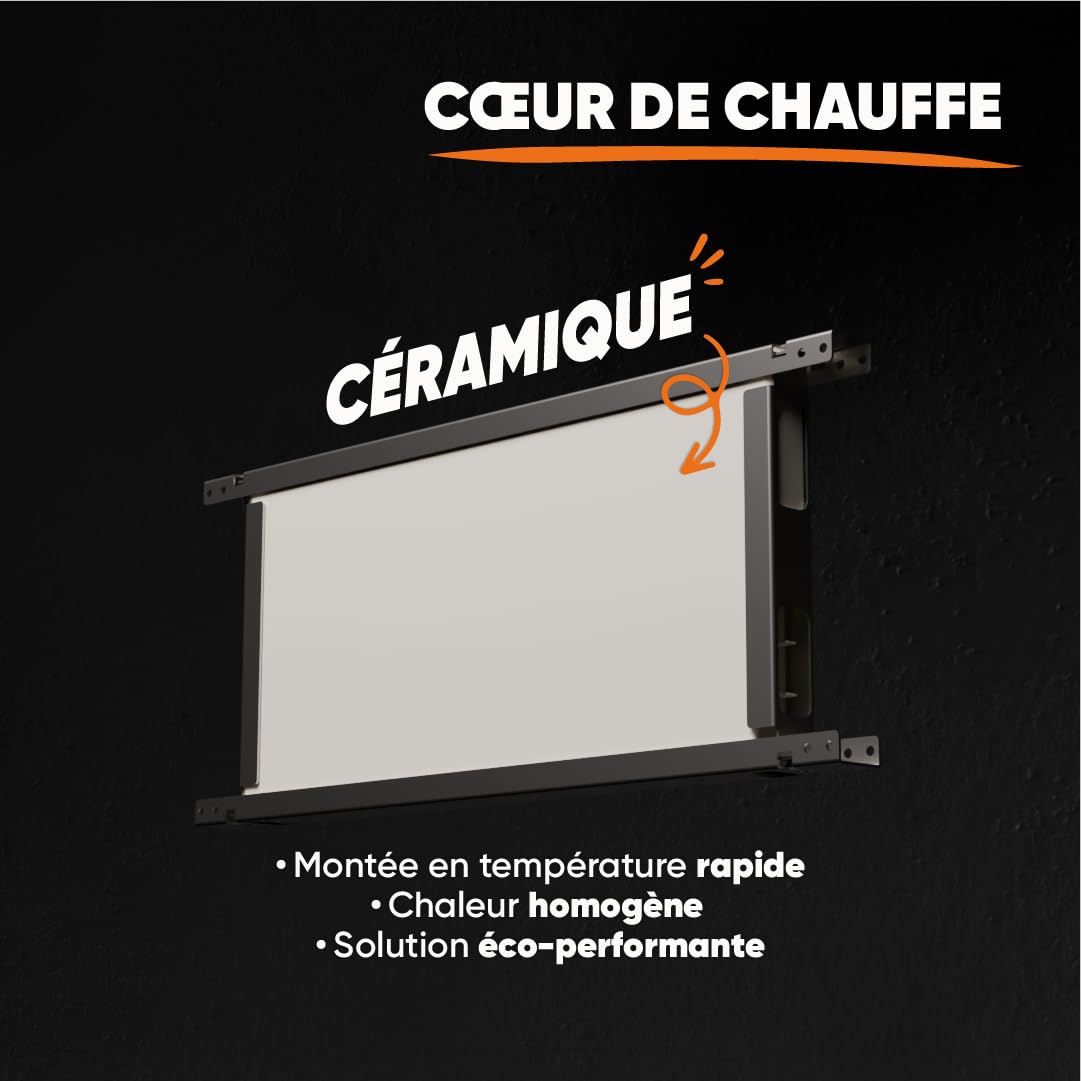 BESTHERM - Radiateur électrique fixe à inertie sèche céramique 1000W Bestherm ALBA horizontal blanc