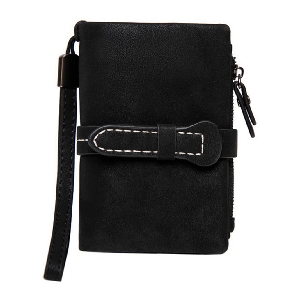 Womens RFID Blocking Leather Organized Wallets Purse Compact Bifold Clutch for Girls, Black-2, Casual
