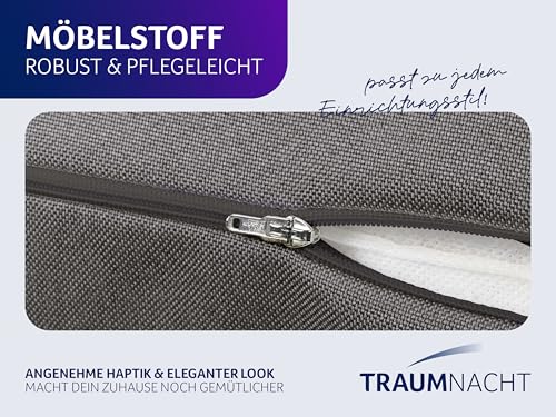 Traumnacht Cozy Rückenkissen, Lesekissen, 70 x 40 cm dunkelgrau, abnehmbarer,waschbarer Bezug aus 100% Polyester,praktisches Seitenfach,Öko-Tex zertifiziert,produziert nach deutschem Qualitätsstandard