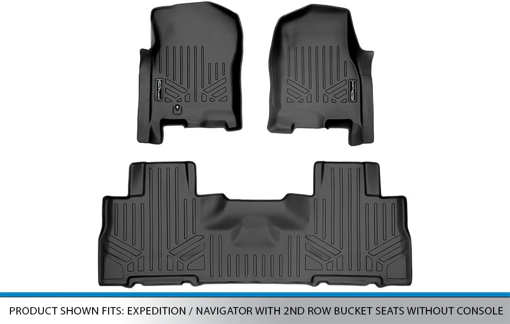 SMARTLINER Floor Mats 2 Row Liner Set Compatible with 2007-2010 Ford Expedition