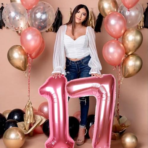 Image of SINBEE 40 Inch Giant Hot Pink Number Balloon, Mylar Foil Helium Hot Pink Balloons for Birthday Party, Number 7 Balloon for Birthday Decorations, Hot Pink 7 Birthday Balloon
