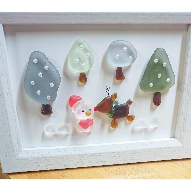 あたたかな Christmas♡暖炉の前で♡シーグラスアート