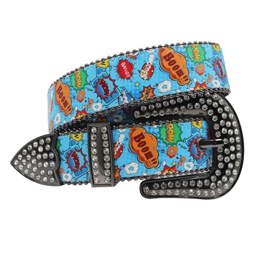 Ceinture cloutée rock en cuir avec strass scintillants pour jeans