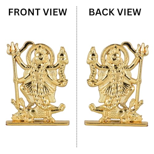 Image of BUC Mahakali Maa Both Side 2D Idol for Car Dashboard - Golden Finish Spiritual Mahakali Ji Statue for Car & Mandir Decor (S970-GOLD)