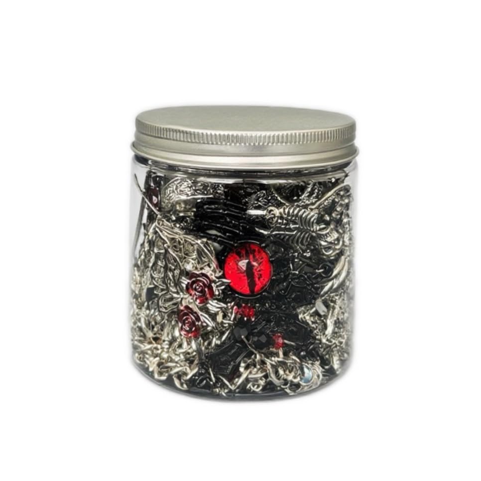 Gift-Ready Mystery Jewelry Jar – 30pcs light Gothic Witchy Surprise Box for Women, Spooky Season Costume Jewelry Set with Necklace, Earrings, Rings & Bracelets – Halloween Witchcraft Vampire Skeleton Gift