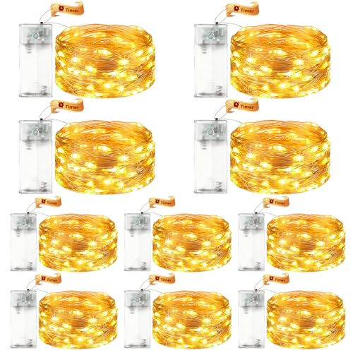 VIKY® 10 Stk LED Lichterkette Batterie mit Timer,2M 20 LED Micro...