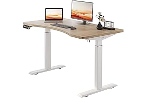 Oak Finish 55x30 Electric Height Adjustable Standing Computer Desk