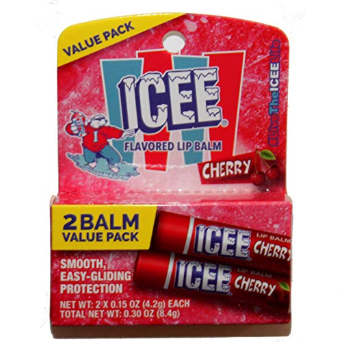 Flex Beauty (1) Pack ICEE Cherry Flavored Lip Balm Sticks - 2 Sticks per Pack - Net Wt. 0.30 oz / 8.4 g Net Wt. 0.07 oz