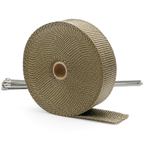 ARTR 2 x 50 Titanium Exhaust Header Heat Wrap 1 Roll with 10PCS 11.8 Inch Stainless Steel Locking Ties