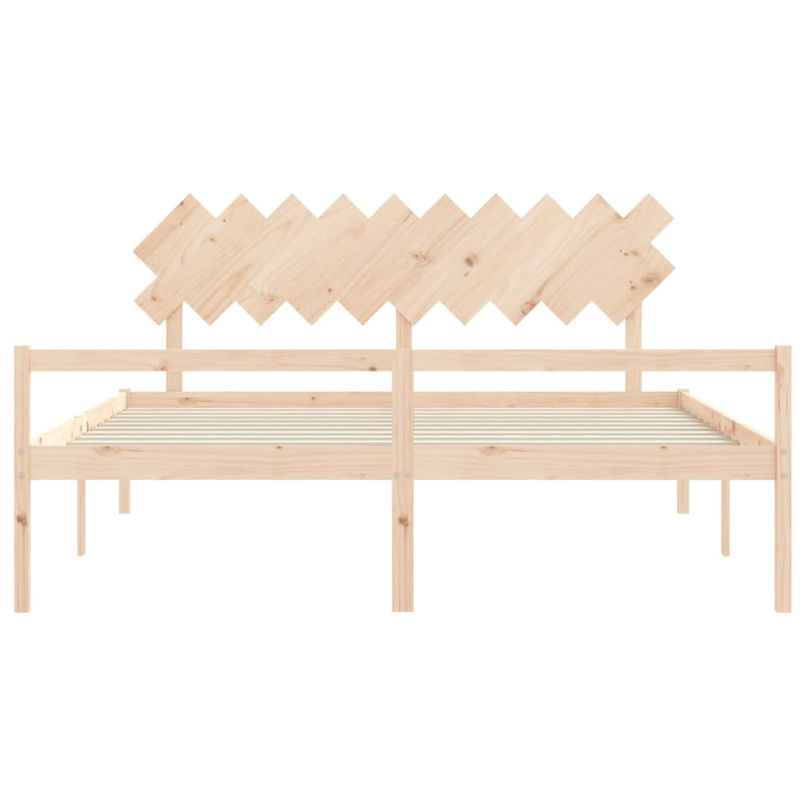 Homgoday Massives Kiefernholzbett 200x200 cm mit Stauraum, Seniorengerecht, Höhe 45 cm - Holz Bett Model3195566