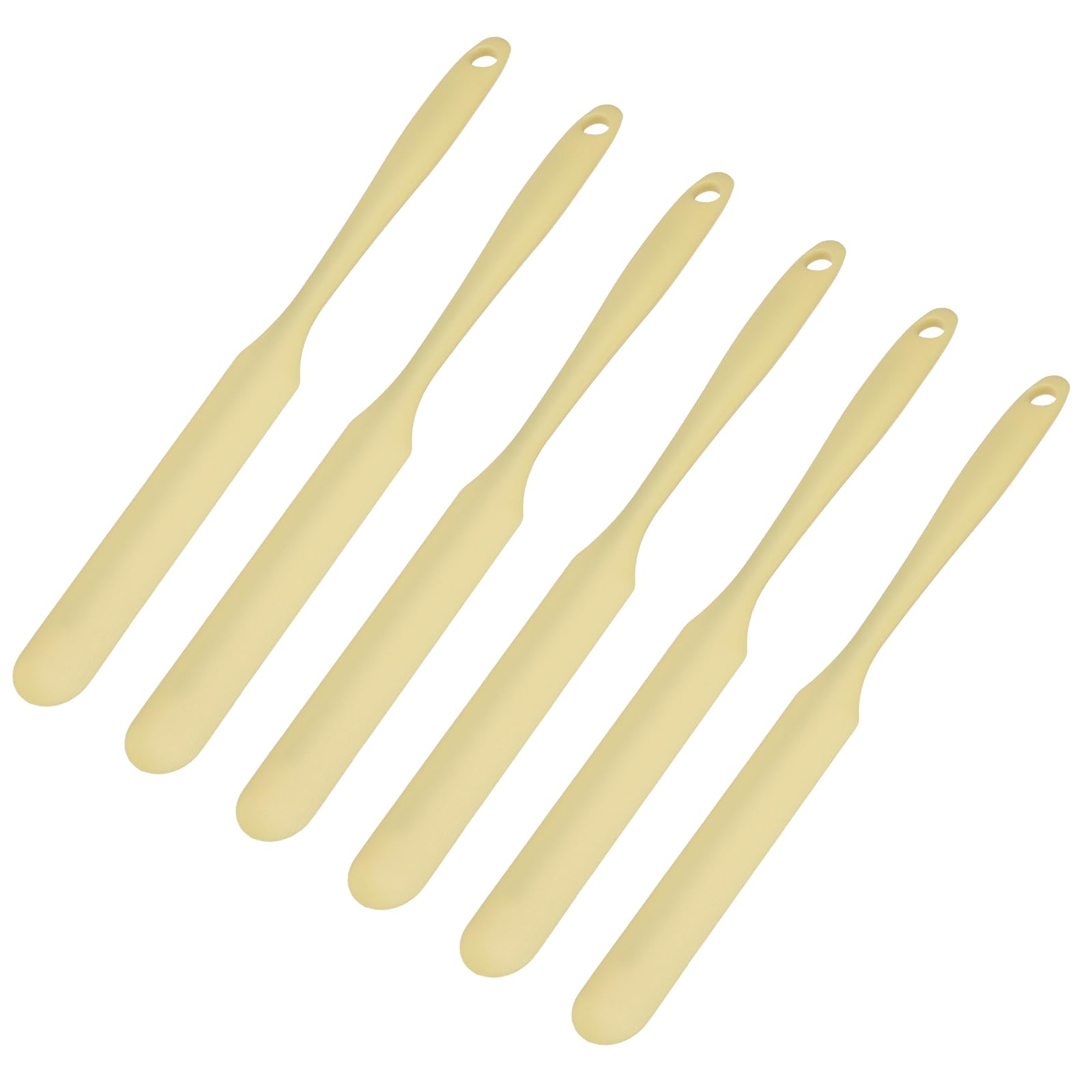 sourcing map 6Pcs Silicone Jar Spatulas, 9.5" Long Handle Thin Spatula Heat Resistant Jam Spreader for Scraping Peanut Butter Sourdough Cake Icing in Bottles Blenders Baking, Light Yellow