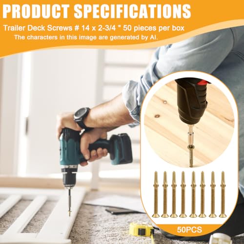 #14x2-3/4 Tornillos Trailer Deck, Reamer Tek Torx/Star Head Autotaladrantes, 50 unidades miniatura 2