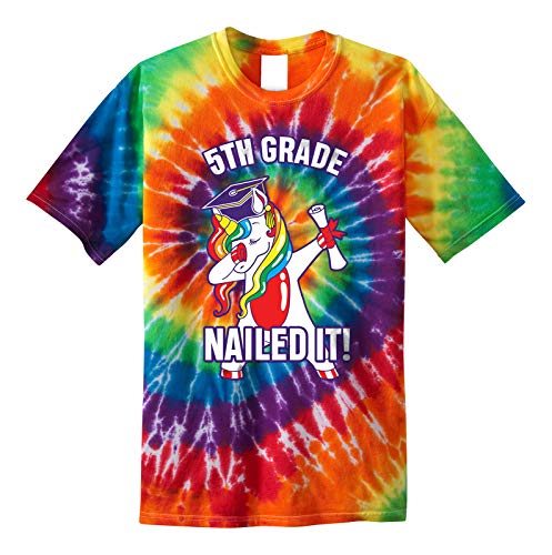 Dabbing Unicorn 5th Grade Graduation Nailed It Youth Tie Dye T-Shirt