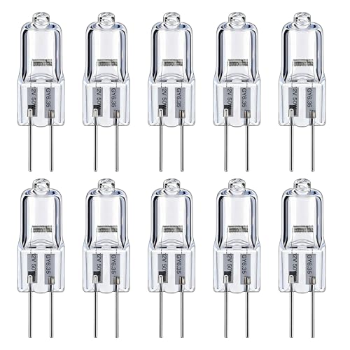 JiaHeHe - Bombilla halógena G4 (50 W, 12 V, color blanco cálido, 2800 K, 10 bombillas G4, regulable sin parpadeo, alta luminosidad, para lámparas, cuarto de baño, cocina